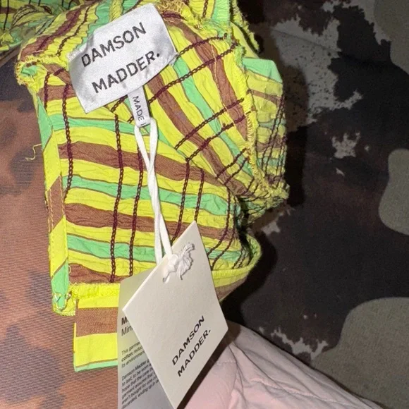 DAMSON MADDER Striped Green and Yellow Dress - Picture 3 of 4